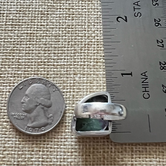 New Ruby Zoisite Stone Crystal Silver Overlay Ring Size 6.5 - Picture 8 of 10